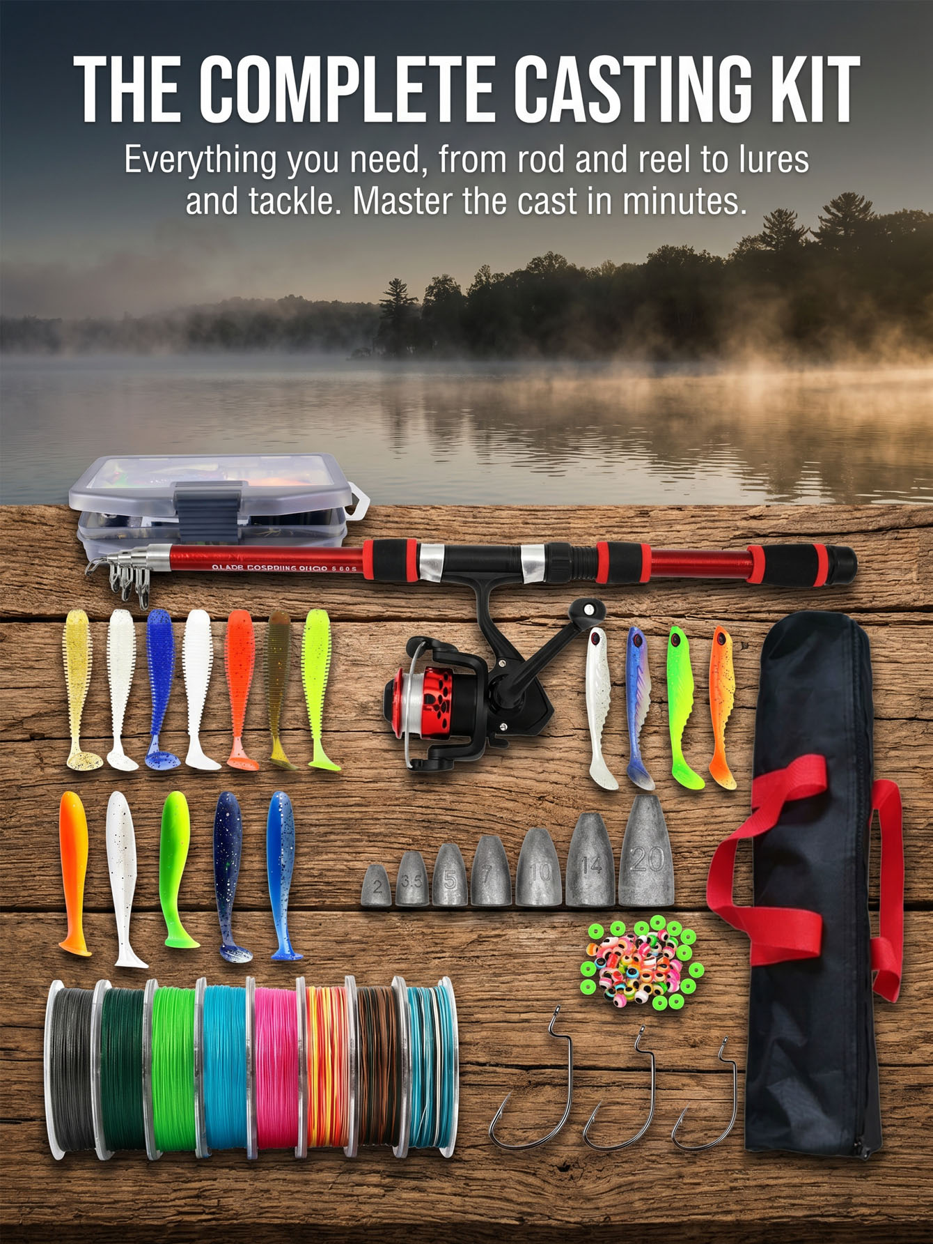 Fishing Rod Reel Combos Collap - Reel Bag incelemesi ve fiyatı